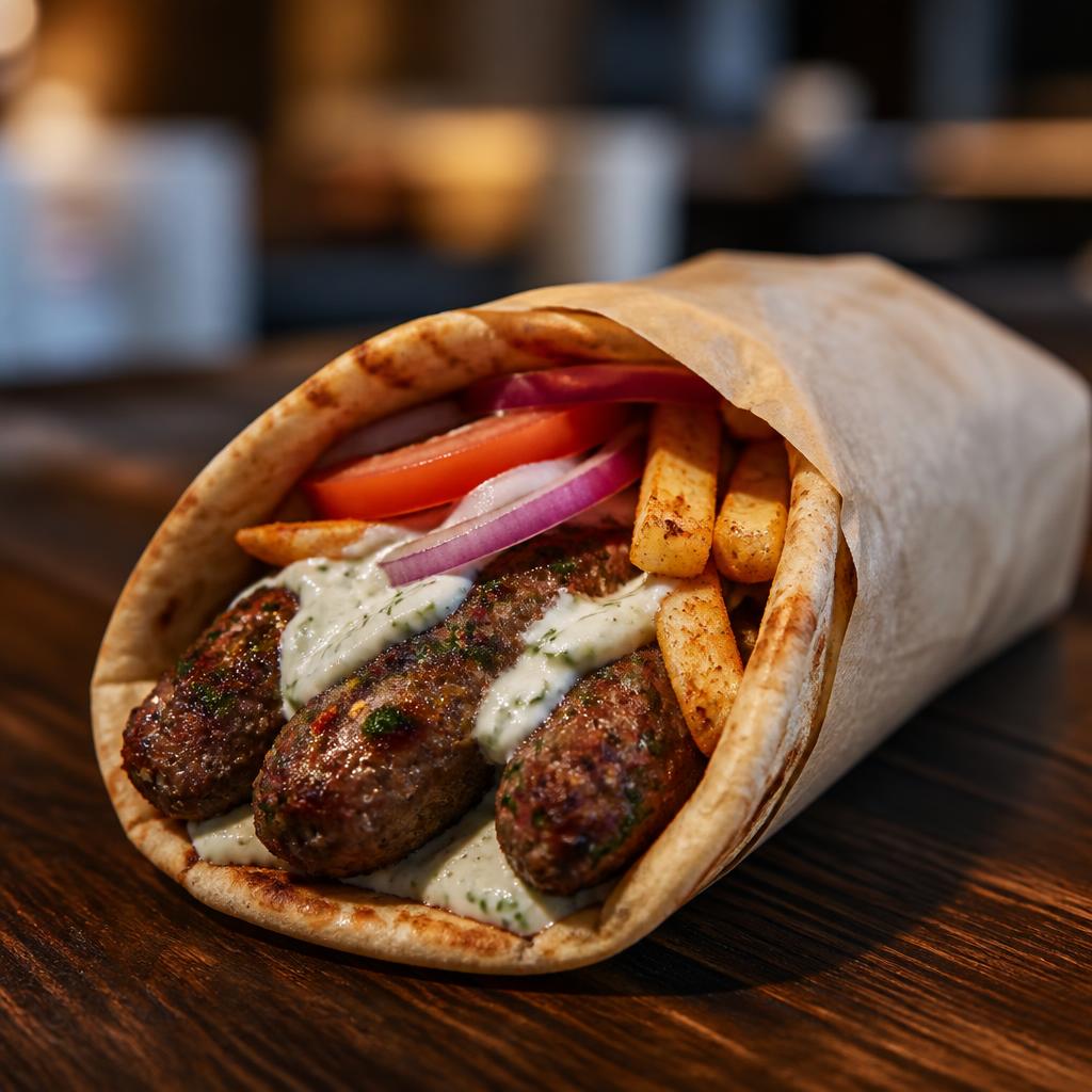 Spicy lamb kofta wrap